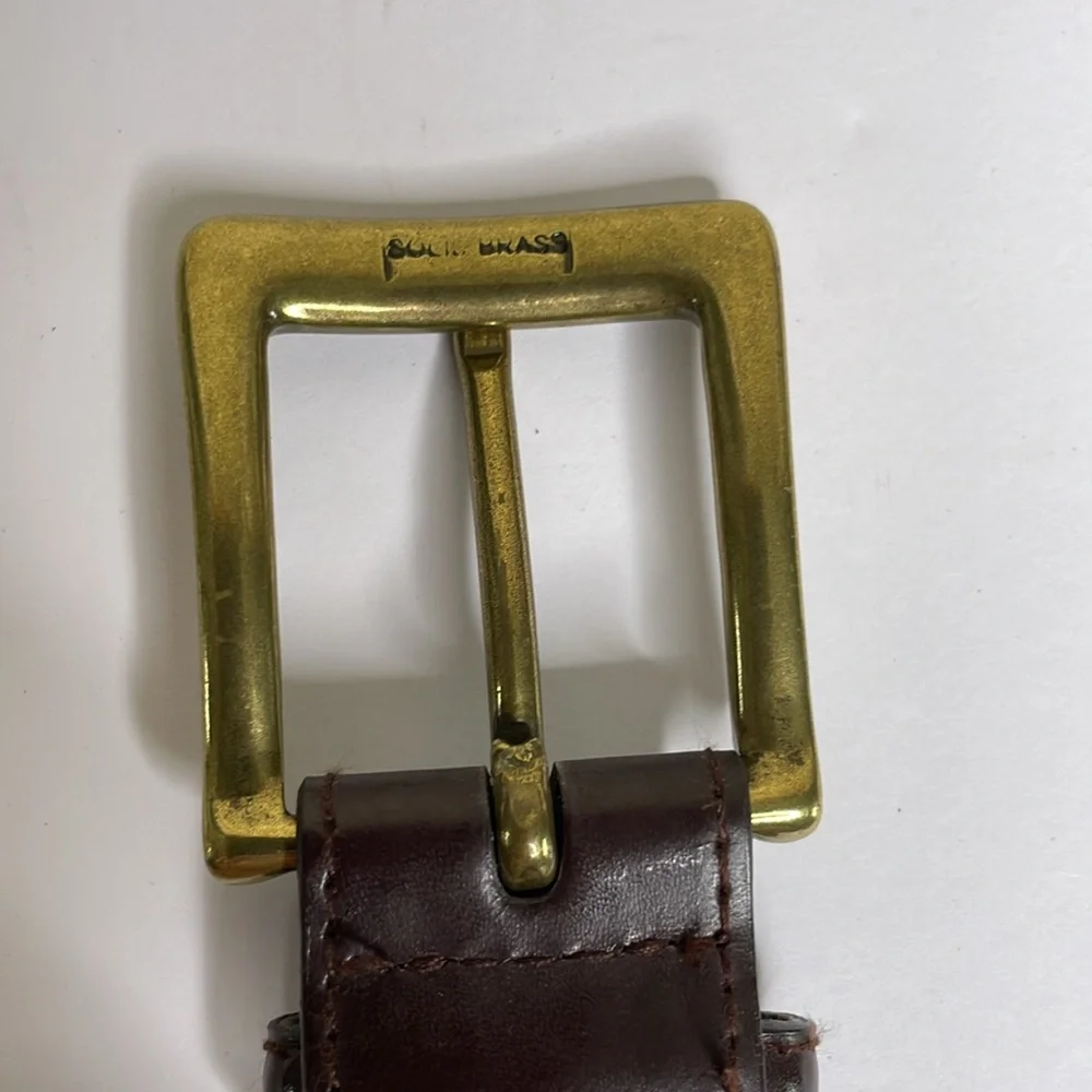 Men’s Leather Belt Brown Professional Brass Buckle 34/36